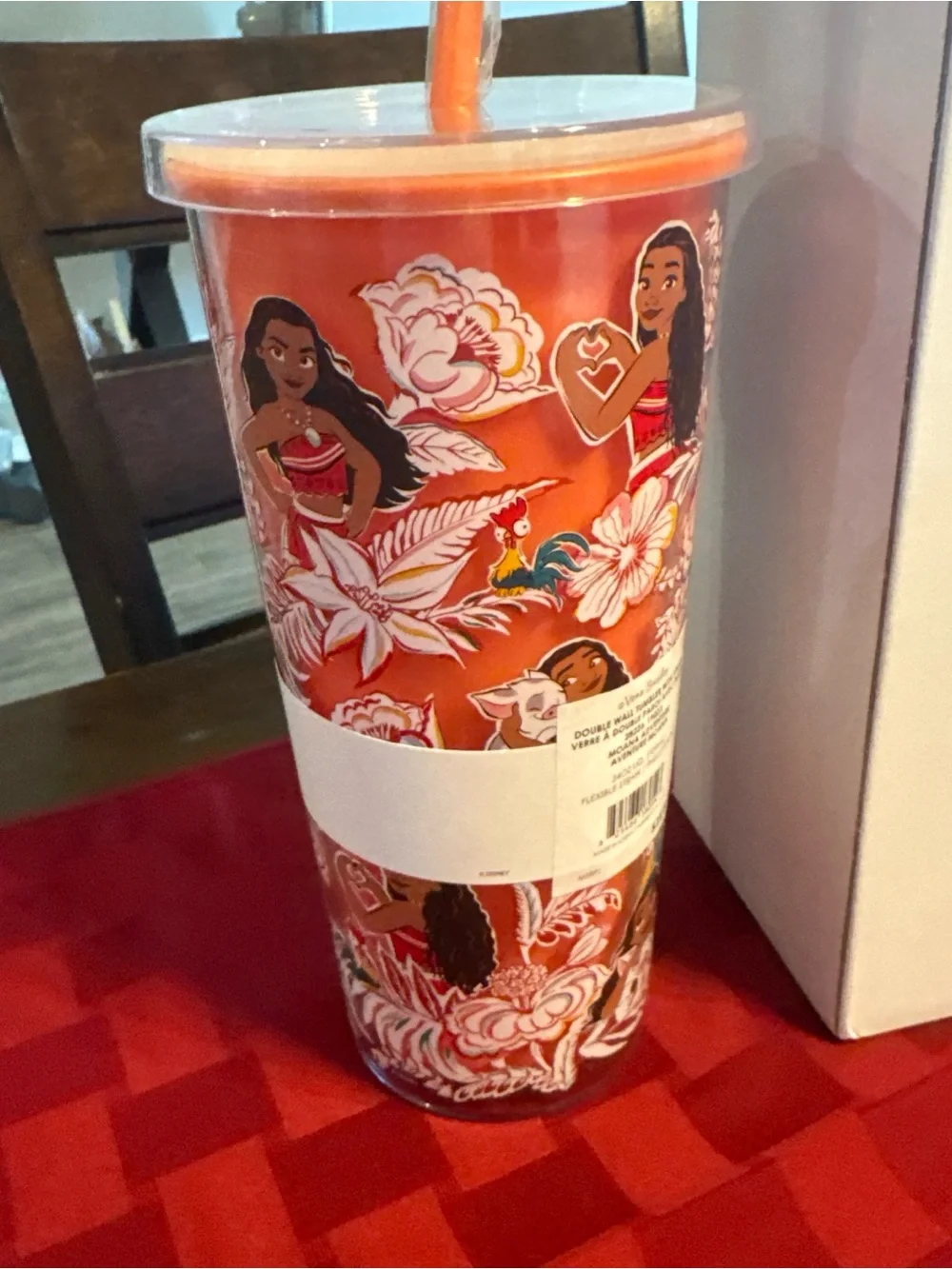 Vera Bradley Red Moana Floral Travel Tumbler with Straw